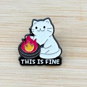 This Is Fine Cat Soft Enamel Pin, Pin Collection, Cat Lovers, Adorable Cat Badge